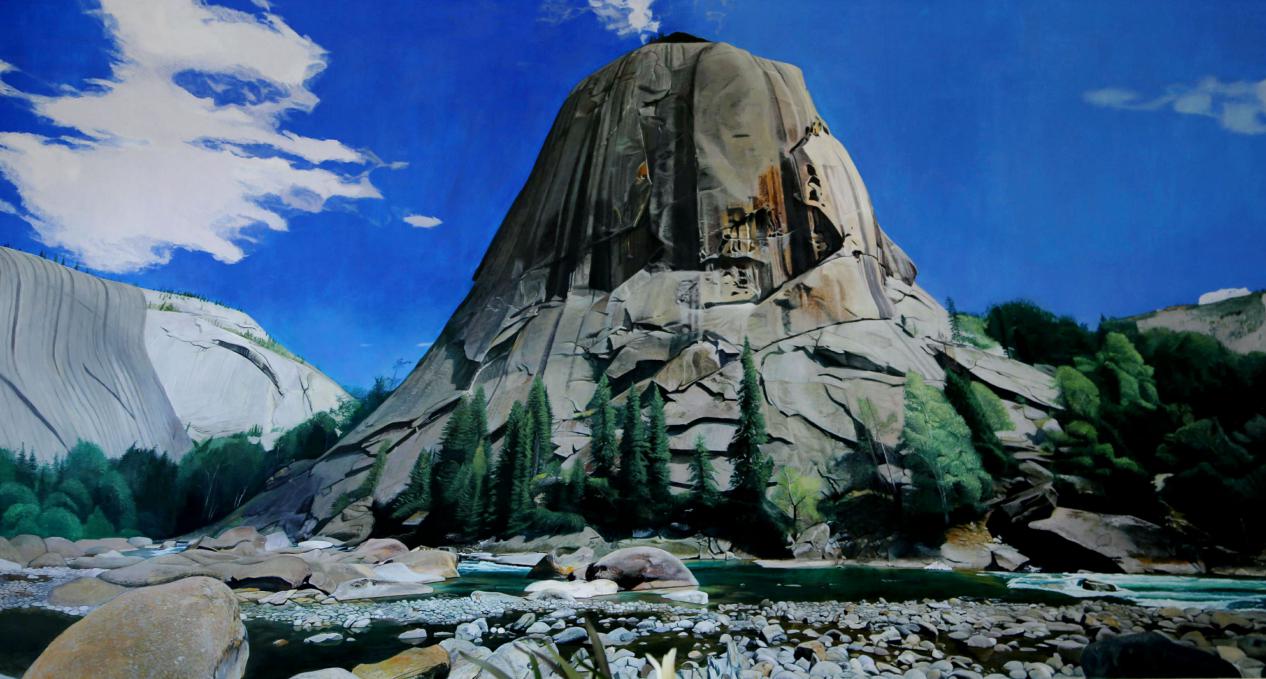 阿合尔别克&middot;斯格瓦特绘画可可托海景区核心景点钟山