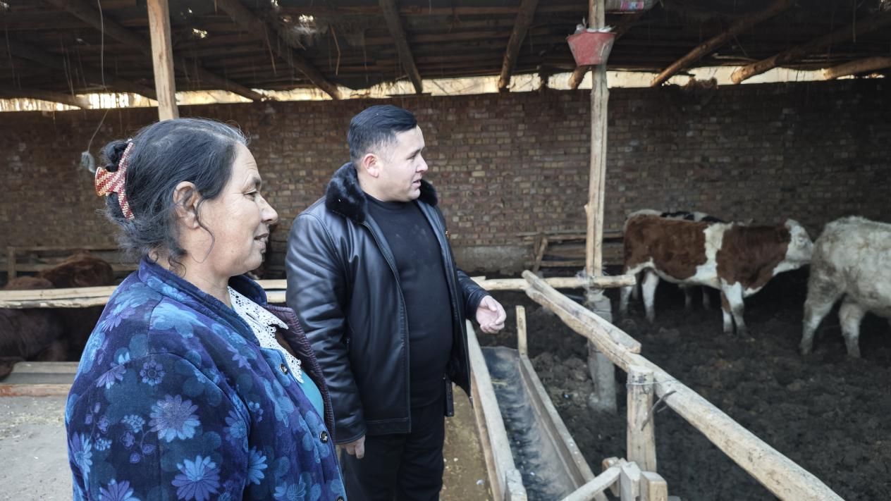 阿卜迪麦麦提·奥布力了解村民养殖情况