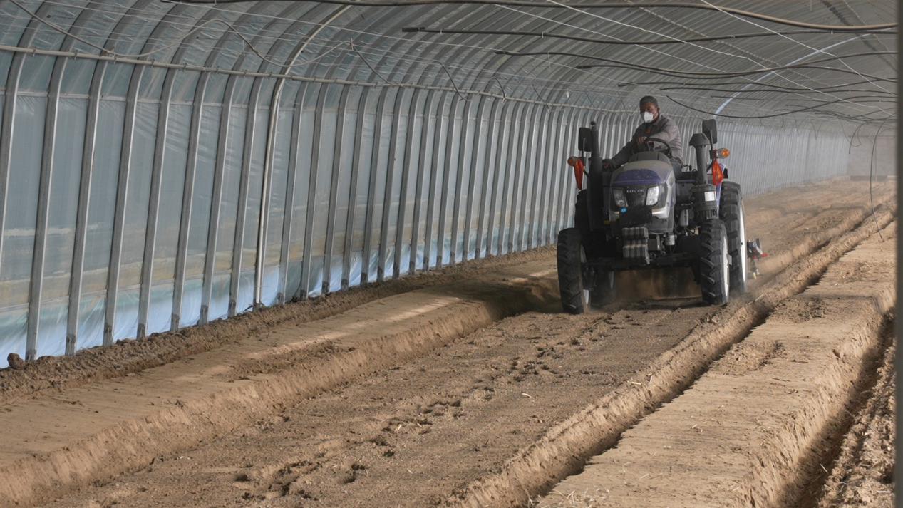 工人正在平整土地