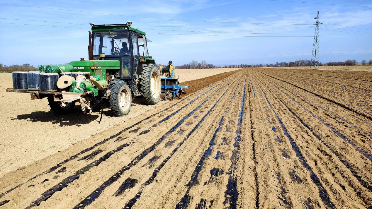 C:\Users\Administrator\Desktop\2024年4月6日，新疆察布查尔：春耕正当时 地头农机忙图片。华岩明摄（13999388301）\2024年4月6日，新疆察布查尔：春耕正当时 地头农机忙图片。华岩明摄（13999388301）\4月6日，在察布查尔镇乌宗布拉克农村社区春耕地里，一台装有北斗导航系统的拖拉机按照技术要求设置的行距间距来回穿梭。华岩明摄cb6d124a282f0af940533591703b9d6.jpg