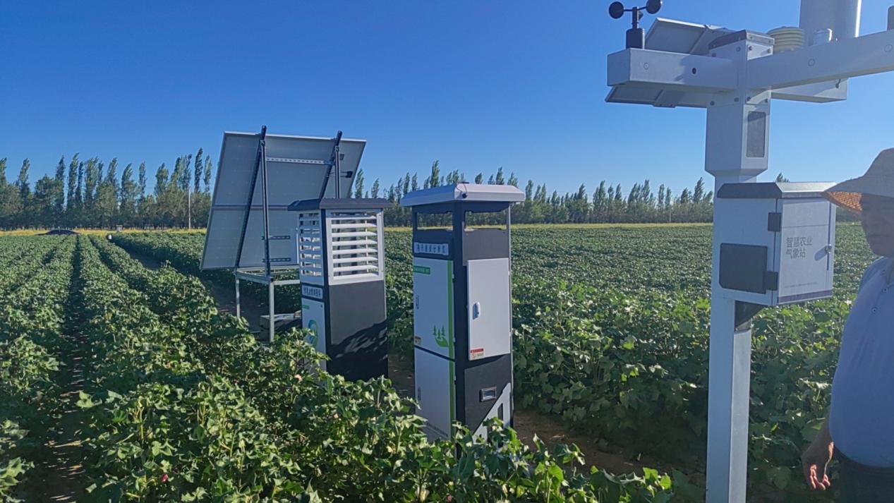 图为:准噶尔棉麻有限公司820亩示范田内的智慧化农业的各种设备。甘丽丽 摄